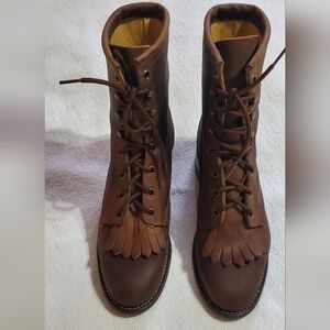 Laredo VGT Women's  Brown Leather Fringe Kiltie Boots. Soft Leather Sz 6 1/2